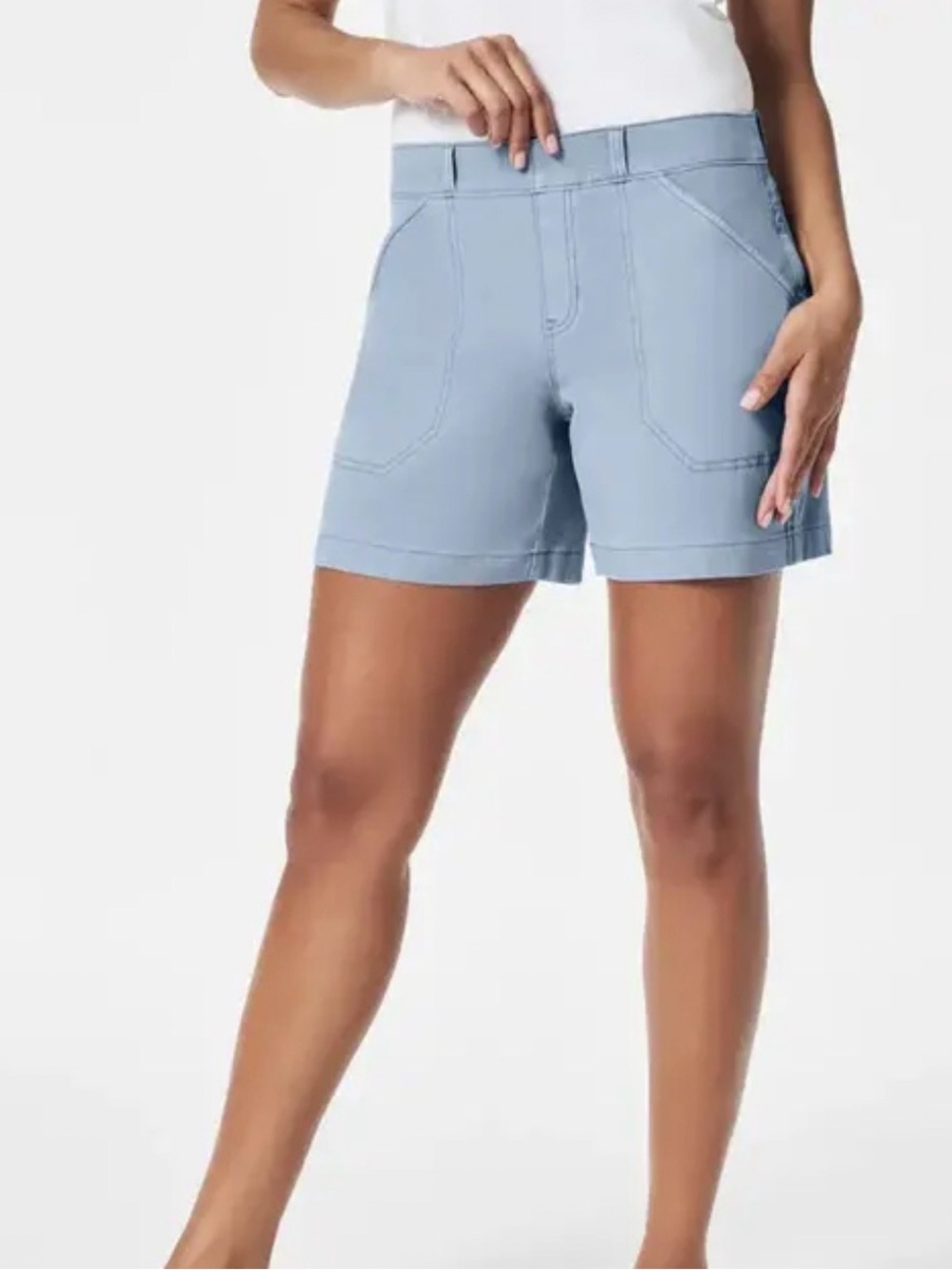 SPANX Light Blue Stretch Utility Bermuda Shorts